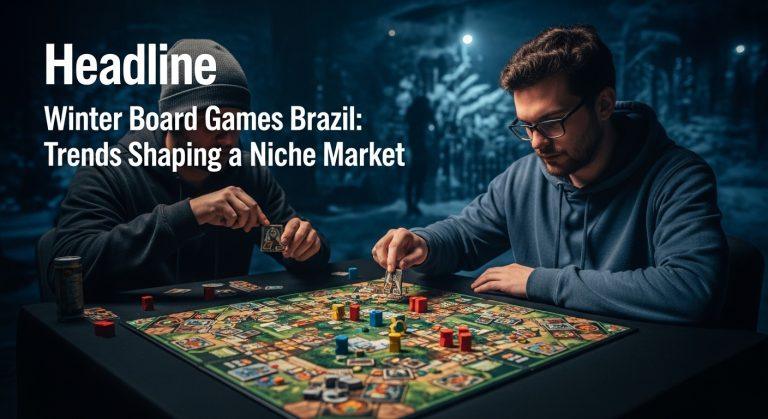 Brazilian family playing winter-themed board games indoors.