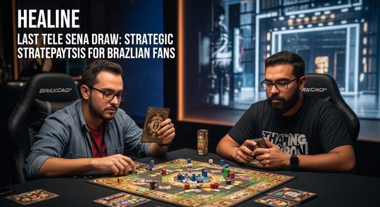 Board game shop table featuring Tele Sena tickets and game components to illustrate market analysis